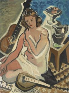 Gino Severini - Donna con chitarra (Nudo e natura morta)