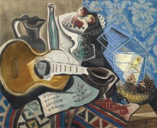 Gino Severini - Natura Morta Con Gabbia Blu