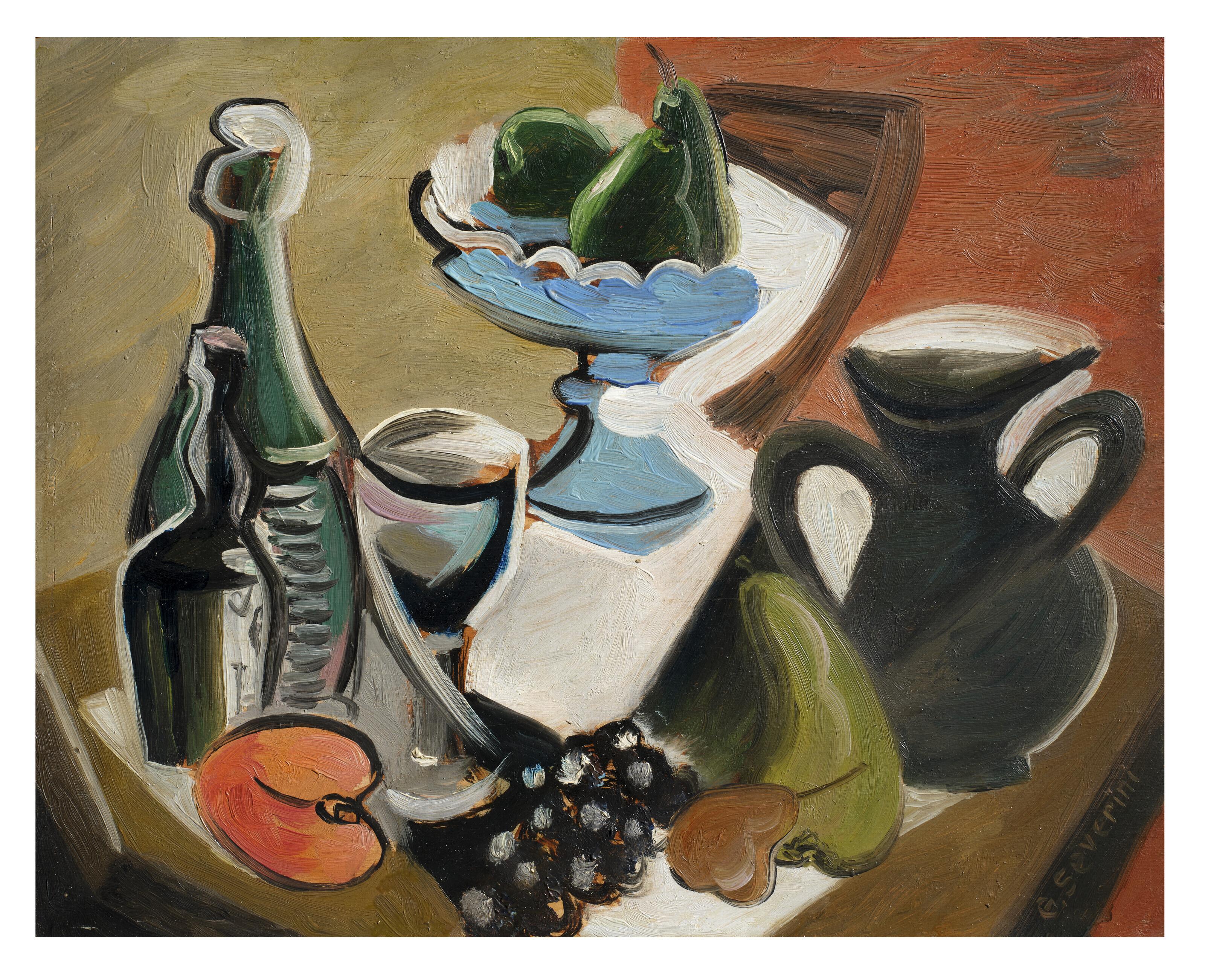 Gino Severini - Natura morta con uva e pere