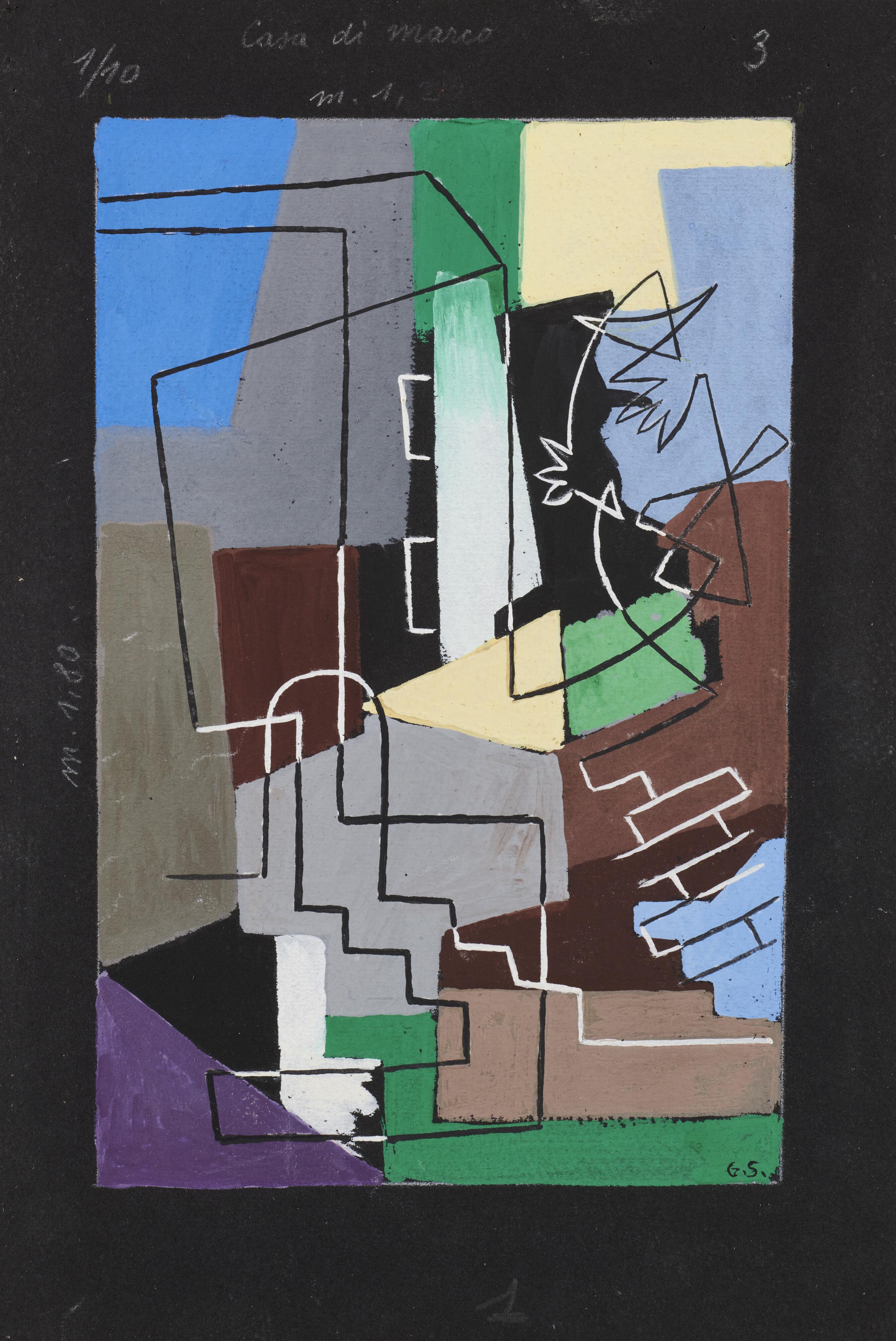 Gino Severini - Pannello decorativo - bozzetto per il balletto Le cantatrici villane