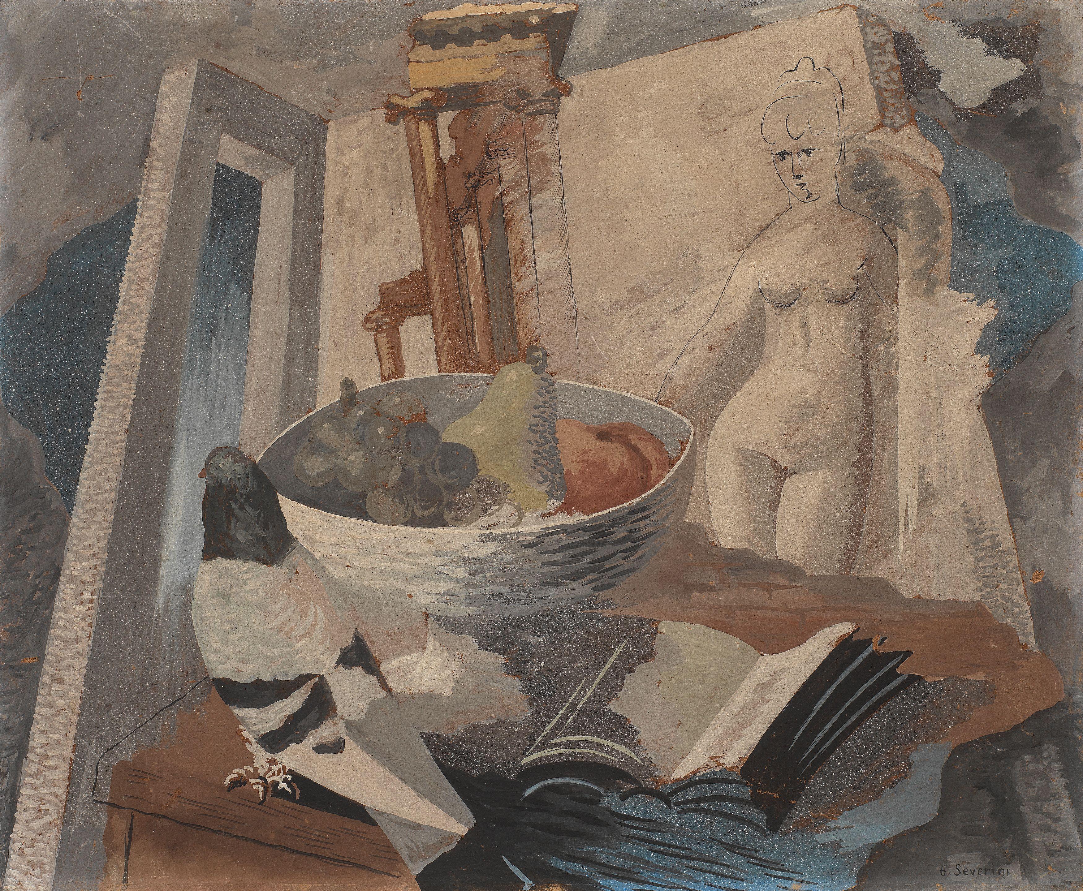 Gino Severini - Ruderi e statua