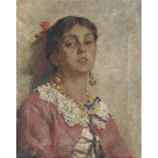 Gioacchino Banfi - Fanciulla Col Fiocco Rosso