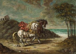 Giorgio De Chirico - Cavalli in un paese