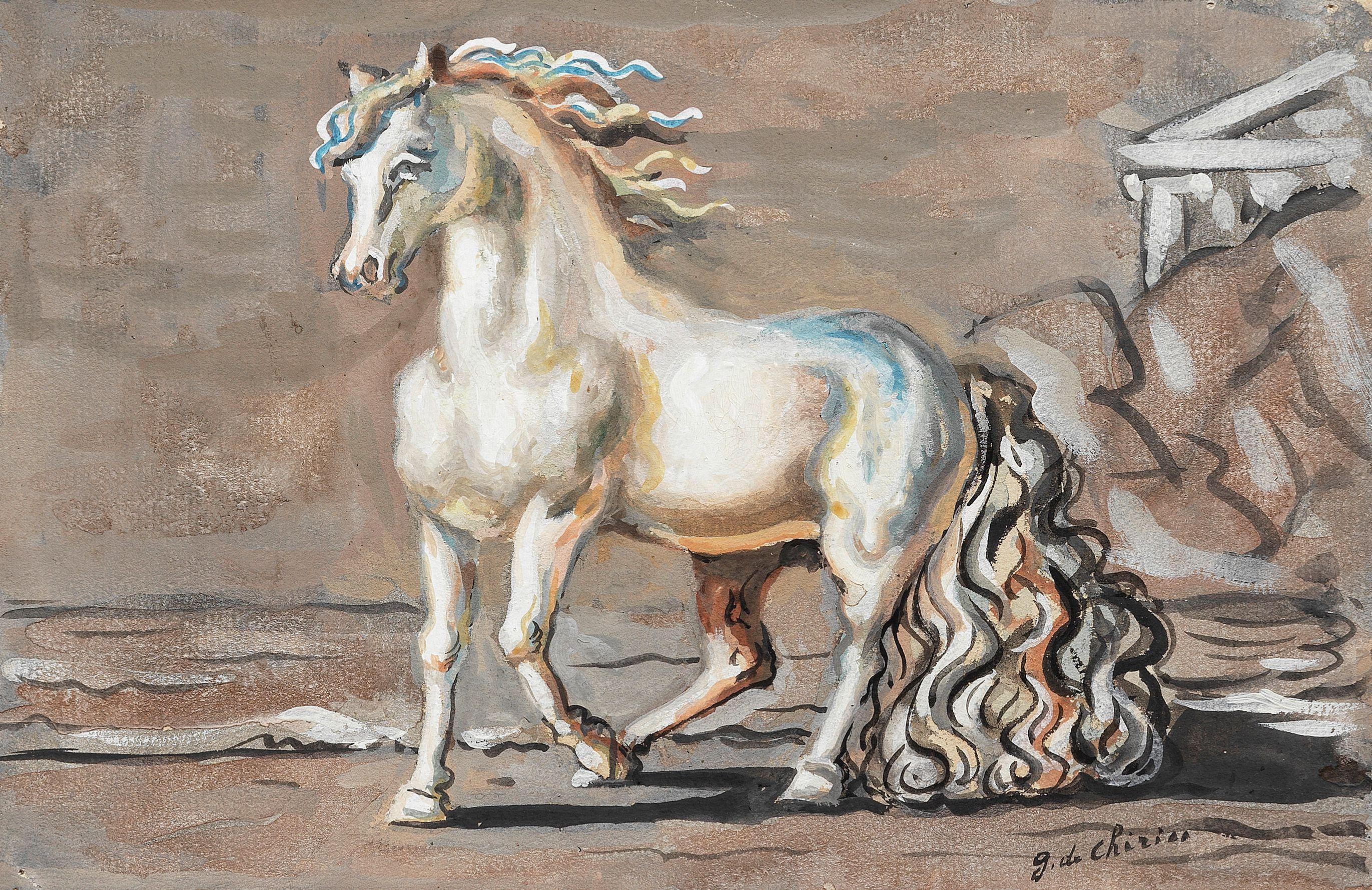 Giorgio de Chirico - Cavallo bianco in riva al mare