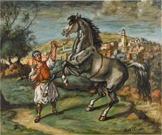 Giorgio de Chirico - Cavallo con palafreniere orientale (Horse with Asian Groom)