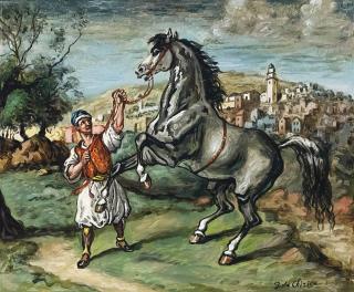 Giorgio de Chirico - Cavallo con palafreniere orientale
