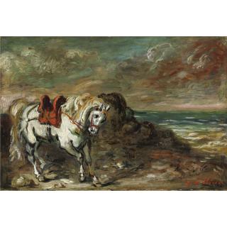 Giorgio De Chirico - Cavallo Con Sella Rossa Vicino Al Mare
