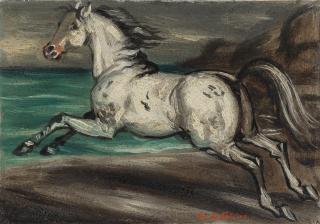 Giorgio de Chirico - Cavallo fuggente in riva al mare