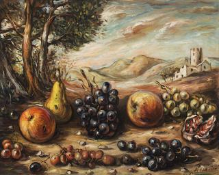 Giorgio De Chirico - Frutta nel paesaggio