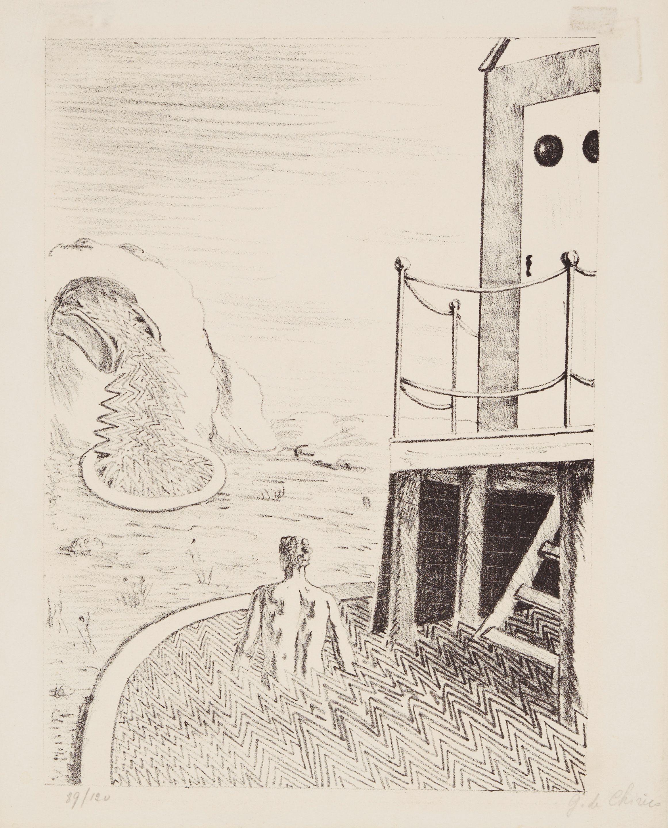 Giorgio de Chirico - Il Bagnante Solitario, from Mythologie