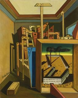 Giorgio De Chirico - Interno Metafisico Con Stabilimento