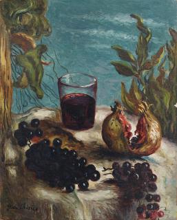 Giorgio De Chirico - Natura morta con bicchiere di vino