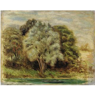 Giorgio De Chirico - Peaseggio Con Alberi E Corso D\'Acqua