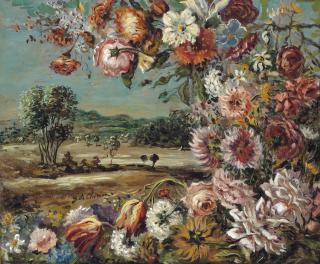 Giorgio de Chirico - Pergola Fiorita Con Sfondo Di Paese