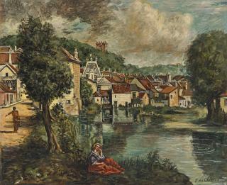 Giorgio De Chirico - Veduta Di Montbard In Borgogna (View Of Montbard In Burgundy)