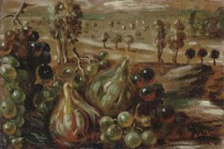 Giorgio de Chirico - Vita Silente di Uva E Fichi Un Una Valle