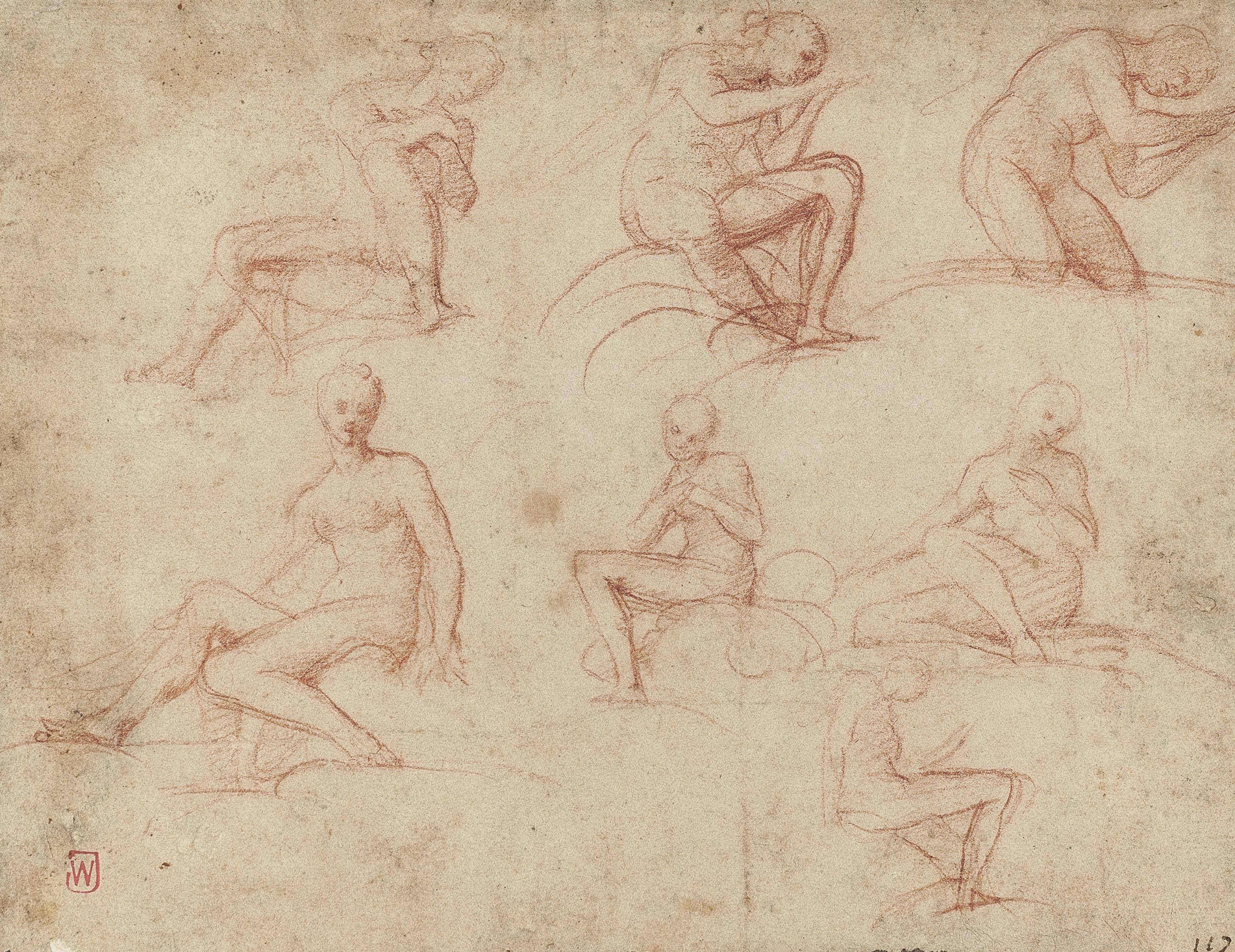 Giorgio Gandini del Grano - Studies of seated and kneeling figures