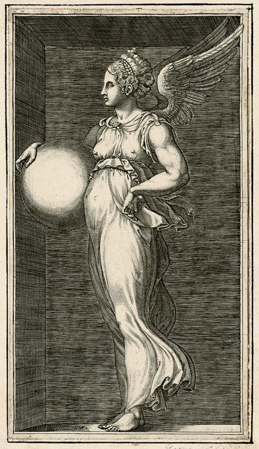 Giorgio Ghisi - Allegorical Figure holding a Sphere (Bartsch 34)