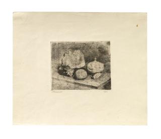Giorgio Morandi - Natura morta con zuccheriera, conchiglie e frutto
