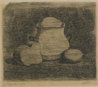 Giorgio Morandi - Natura Morta Con Zuccheriera, Limone E Pane (Vitali 9)
