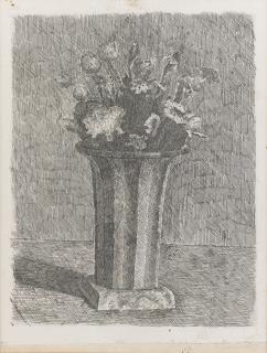 Giorgio Morandi - Vaso A Strisce Con Fiori