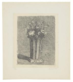 Giorgio Morandi - Vaso A Strisce Con Fiori