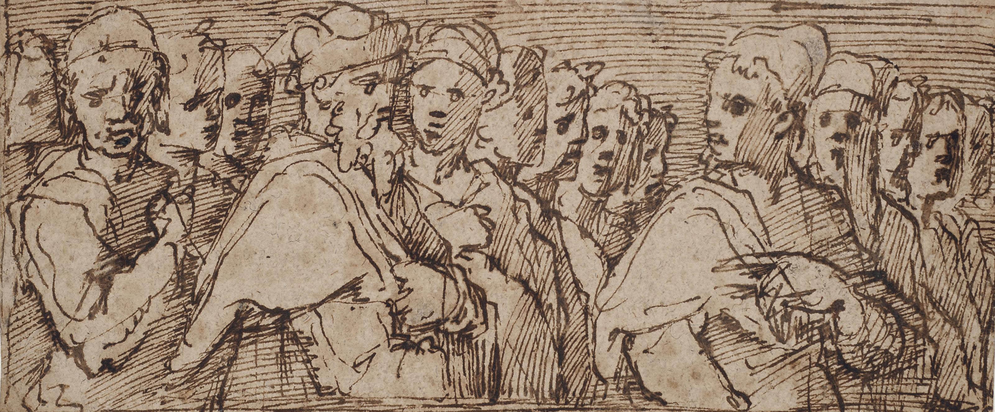 Giorgio Vasari - A frieze showing the heads of a group of men
