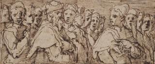 Giorgio Vasari - A frieze showing the heads of a group of men