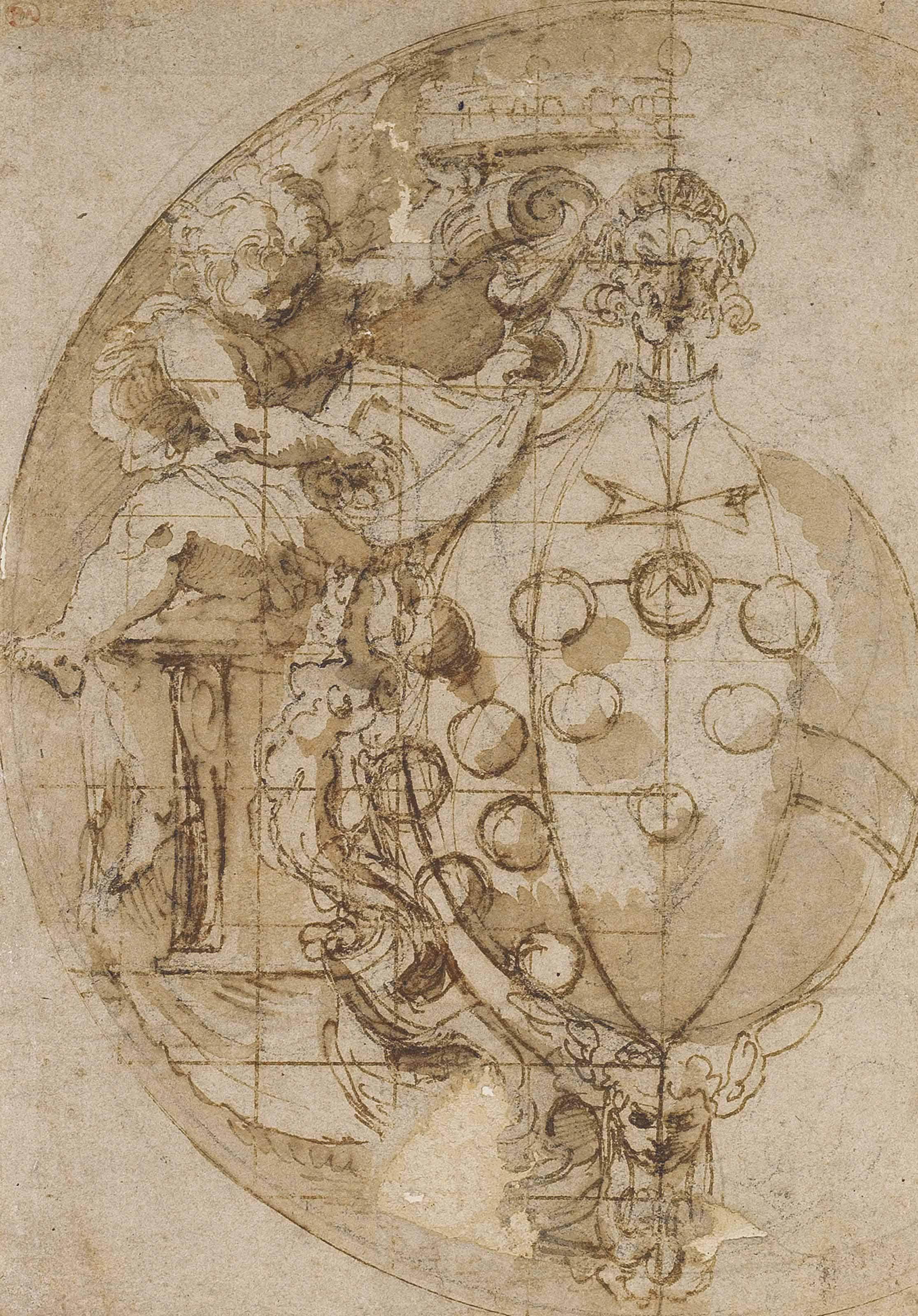 Giorgio Vasari - The Arms Of The House Of Medici Impaling Those Of The Archduchy Of Austria With The Cross Of The Order Of Santo Stefano