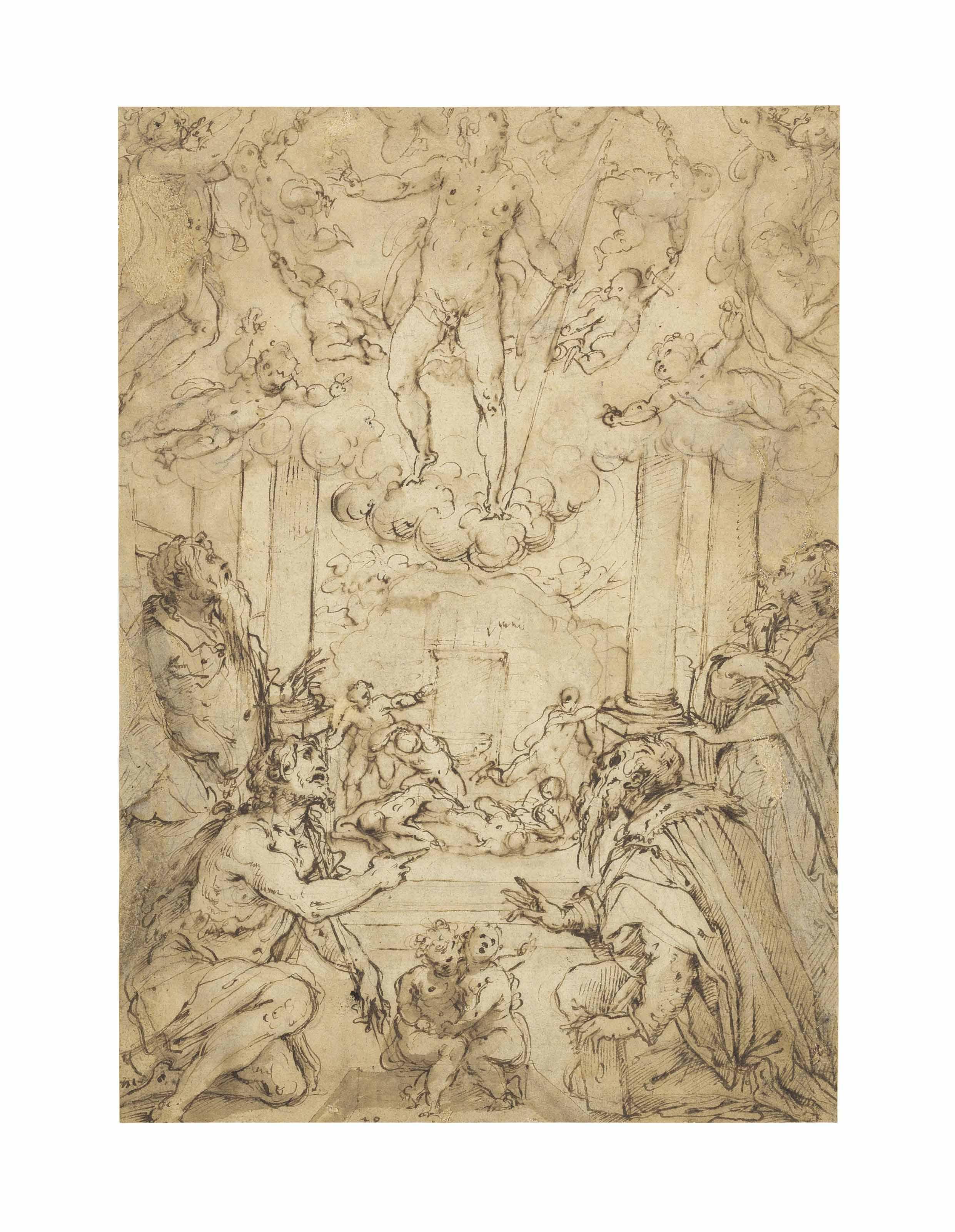 Giorgio Vasari - The Resurrection With Saints Andrew, John The Baptist, Cosmas And Damian