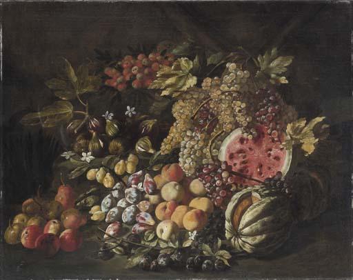 Giovan Battista Ruoppolo - Anguria, Zucca, Uve, Mele, Fichi E Altri Frutti