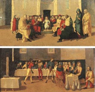 Giovan Francesco Caroto - Cristo con i dottori Cristo alle nozze di Cana