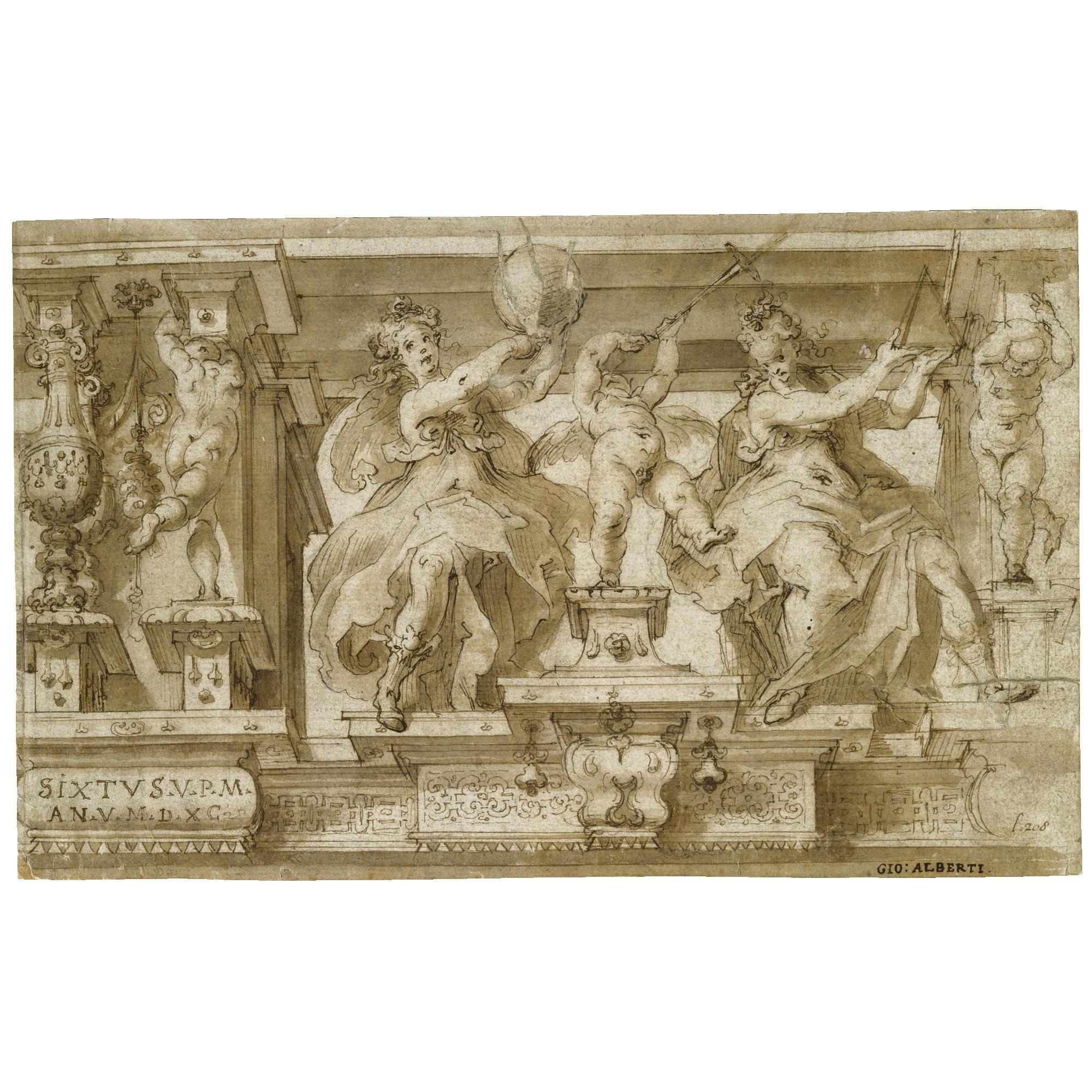 Giovanni Alberti - Design For A Decorative Frieze With Allegorical Figures Of Geometry And Astronomy