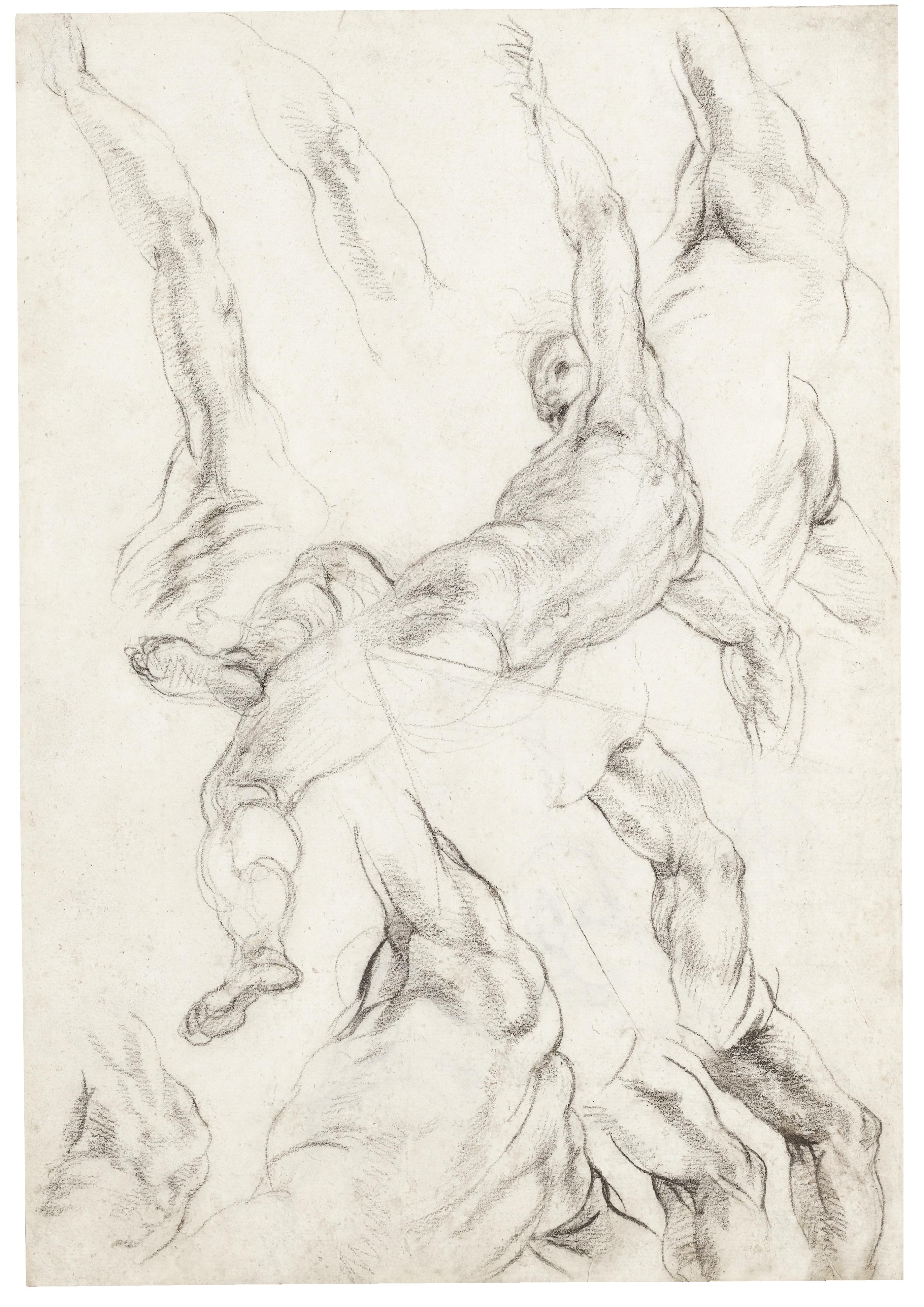 Giovanni Alberti - Recto And Verso: Studies Of A Seated Male Nude, And Of His Raised Left Arm