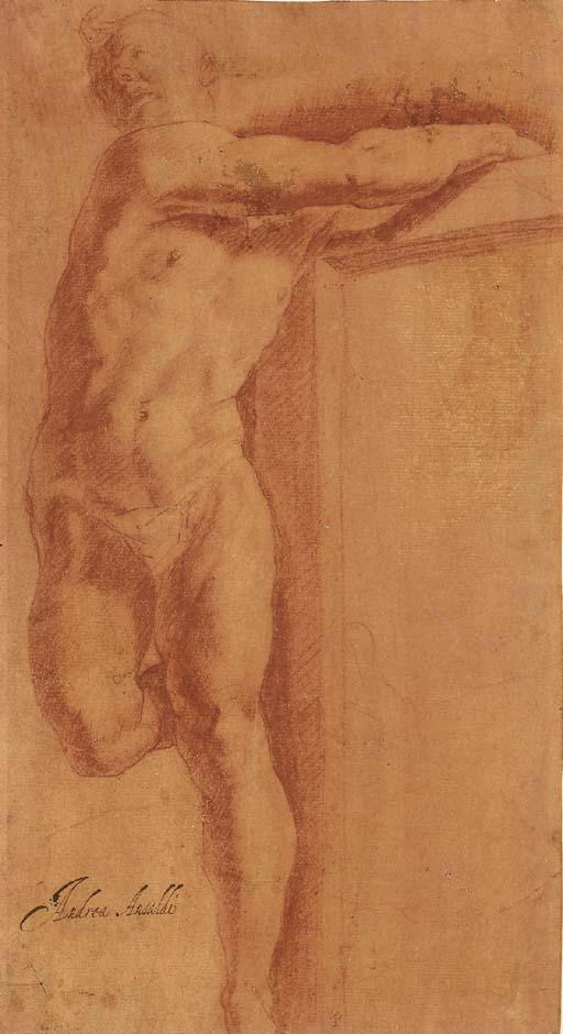 Giovanni Andrea Ansaldo - Un homme s\'appuyant sur une structure, tourné vers la gauche