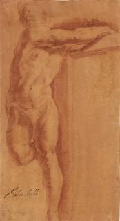 Giovanni Andrea Ansaldo - Un homme s\'appuyant sur une structure, tourné vers la gauche