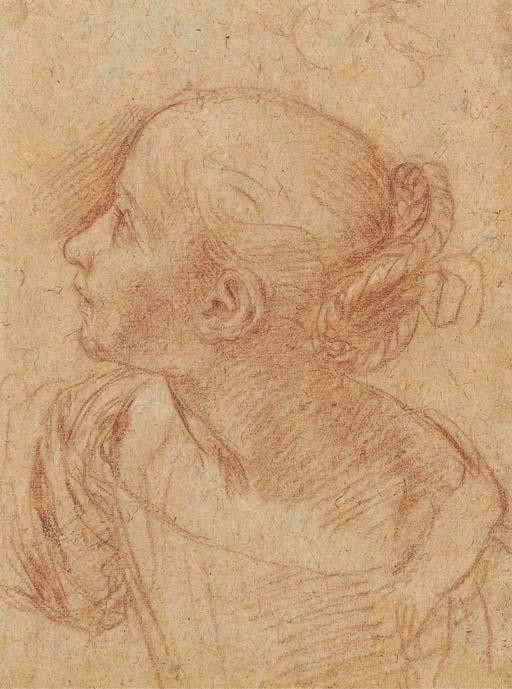 Giovanni Andrea Sirani - Jeune Fille En Buste de Profil À Gauche Regardant En Haut À Gauche