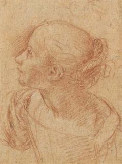 Giovanni Andrea Sirani - Jeune Fille En Buste de Profil À Gauche Regardant En Haut À Gauche