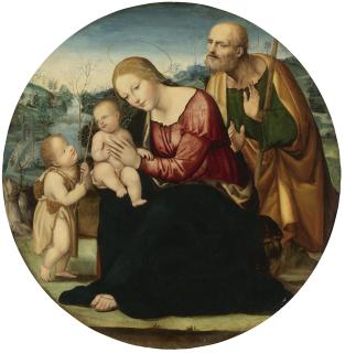 Giovanni Antonio Bazzi - The Holy Family With The Infant Baptist In A Landscape
