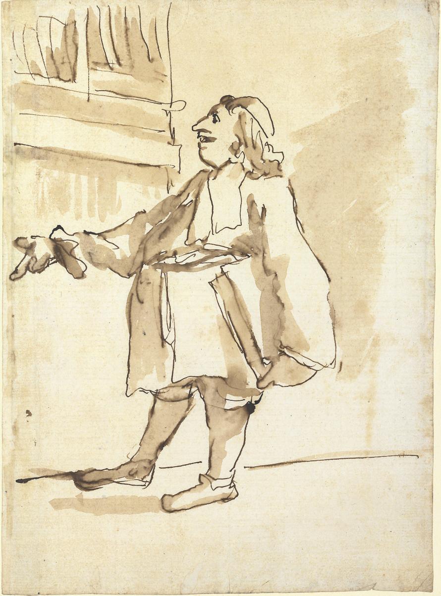 Giovanni Antonio Burrini - A caricature of a prelate in a library holding a book