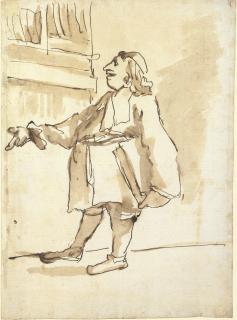 Giovanni Antonio Burrini - A caricature of a prelate in a library holding a book