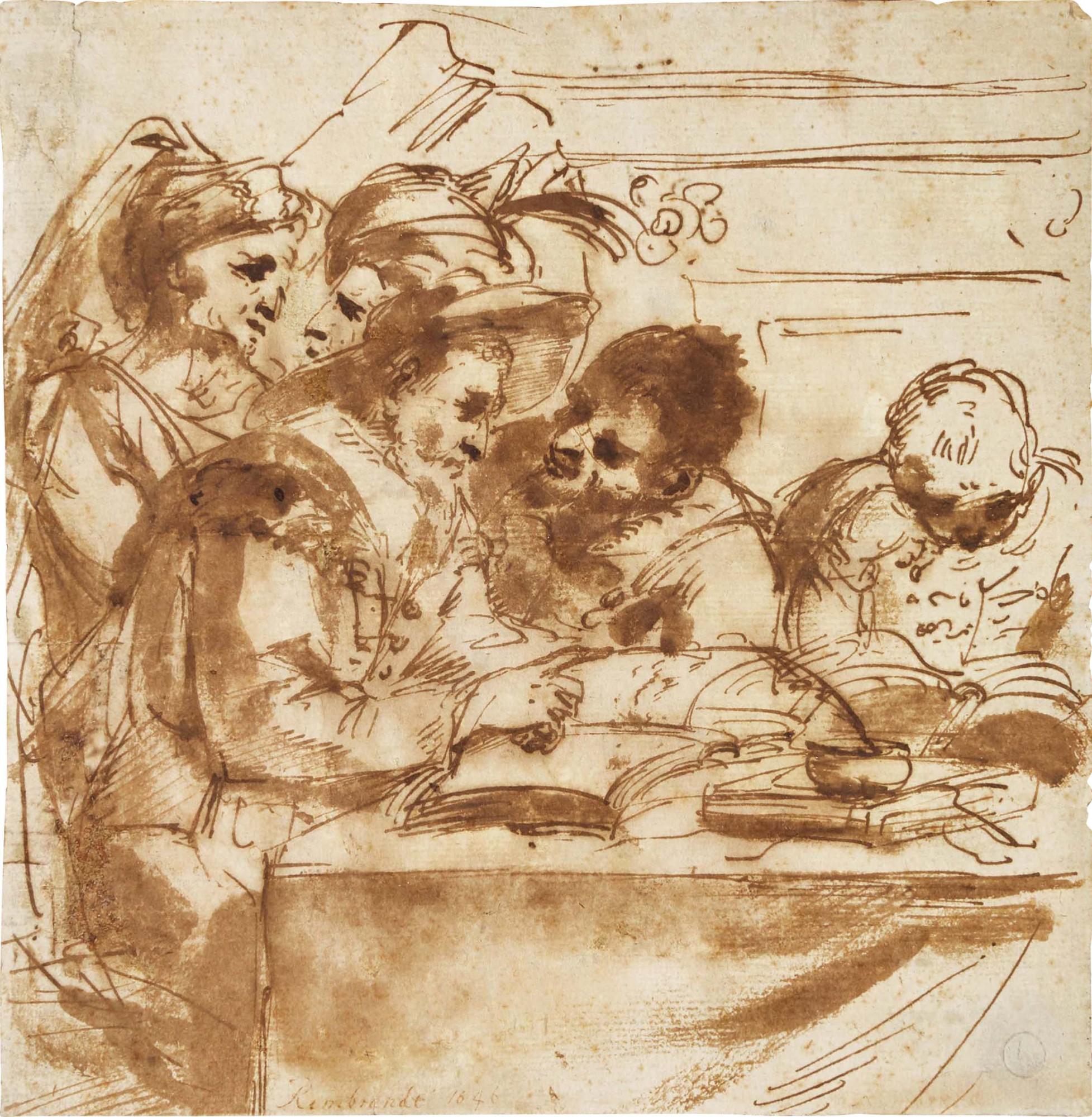 Giovanni Antonio Burrini - A Group Of Figures At A Table Reading Books