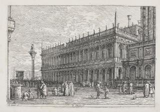 Giovanni Antonio Canal - La Libreria. V.; Landscape With Tower And Two Ruined Pillars; Imaginary View Of S. Giacomo Di Rialto; And Landscape With Ruined Monuments (Bromberg 18, 28, 30, 31)