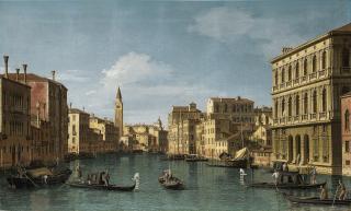 Giovanni Antonio Canal - The Grand Canal, Venice, looking north-west from the Ca\' Corner to the Ca\' Contarini degli Scrigni, with the campanile of Santa Maria della Carità