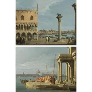 Giovanni Antonio Canal - The Piazzetta, Venice,  With The Southwest Corner Of The Doge\'S Palace; The Quay Of The Dogana, Venice:  A Pair