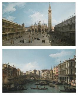 Giovanni Antonio Canal - Venice, A View Of Piazza San Marco Looking East Towards The Basilica; Venice, The Grand Canal Looking North-East From The Palazzo Dolfin-Manin To The Rialto Bridge