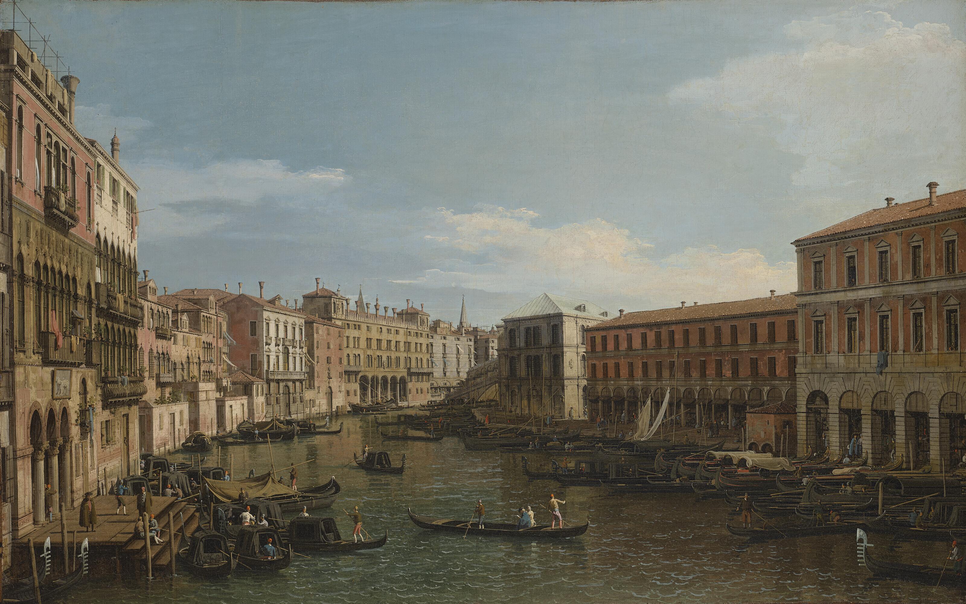 Giovanni Antonio Canal - Venice, The Grand Canal Looking South, From The Ca\' Da Mosto Toward The Rialto Bridge