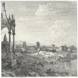Giovanni Antonio Canal - View Of A Town With A Bishop\'S Tomb (B. 16)
