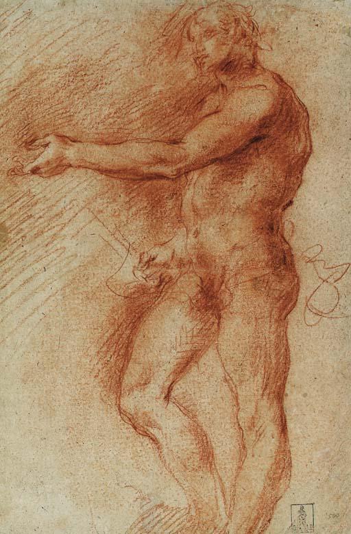 Giovanni Antonio Guardi - Study of a standing nude (recto); A nude seated on a rock (verso)