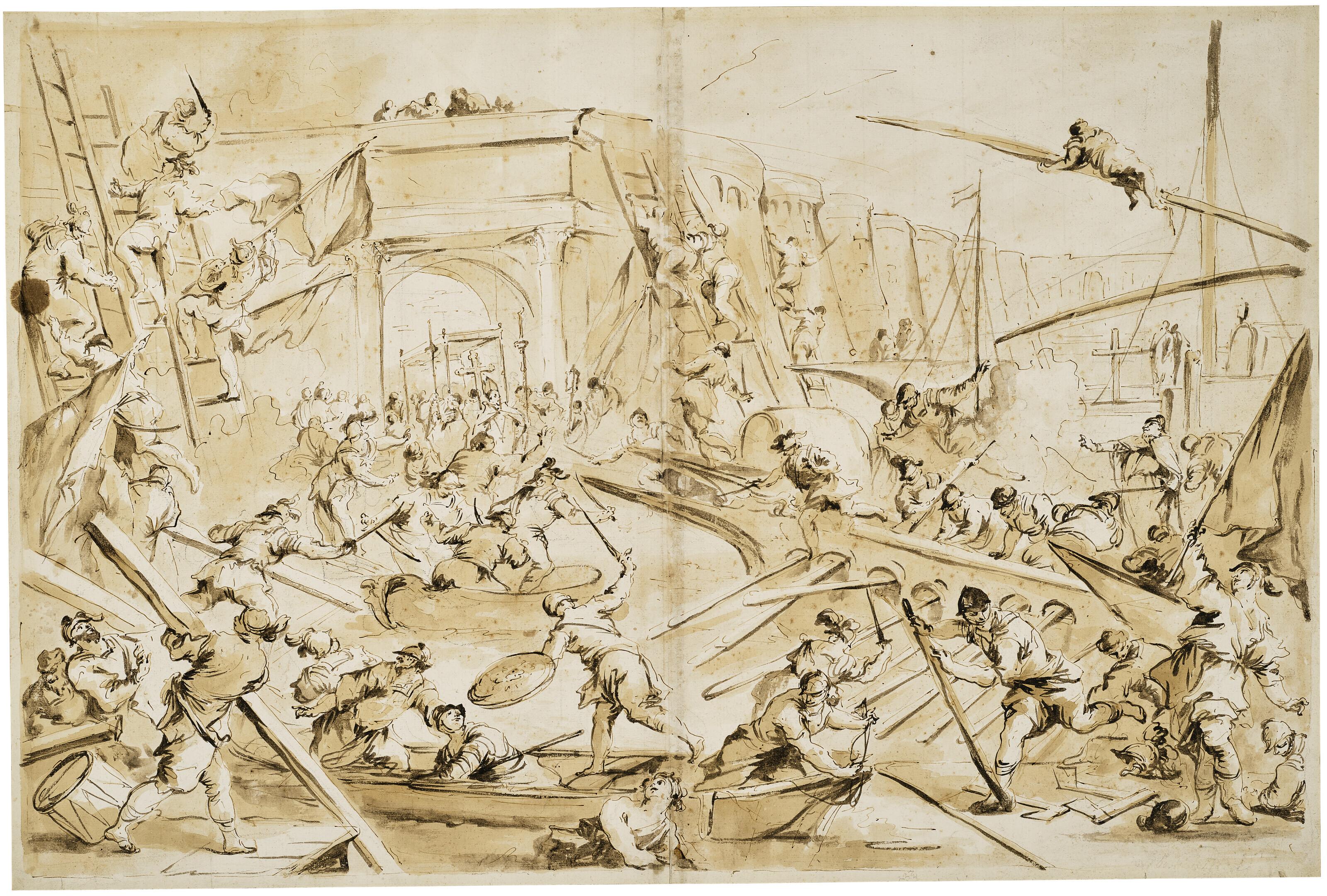 Giovanni Antonio Guardi - The Fall of Constantinople, after Domenico Tintoretto